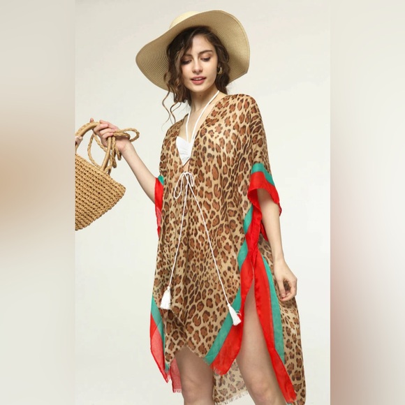 Leopard Cover up Ruana NEW IN BAG - Picture 3 of 3